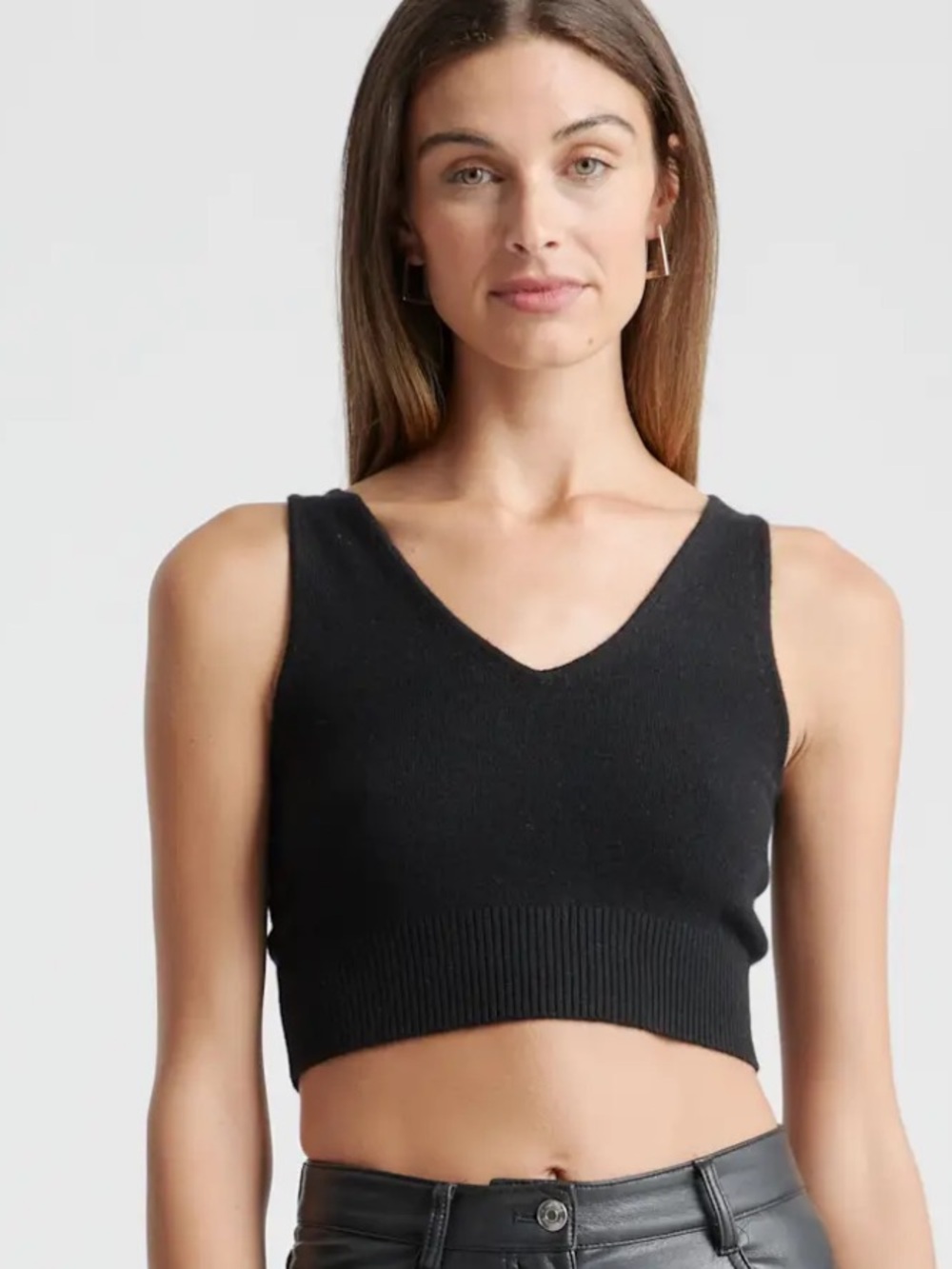 Quince Mongolian Cashmere Black Cropped Tank M